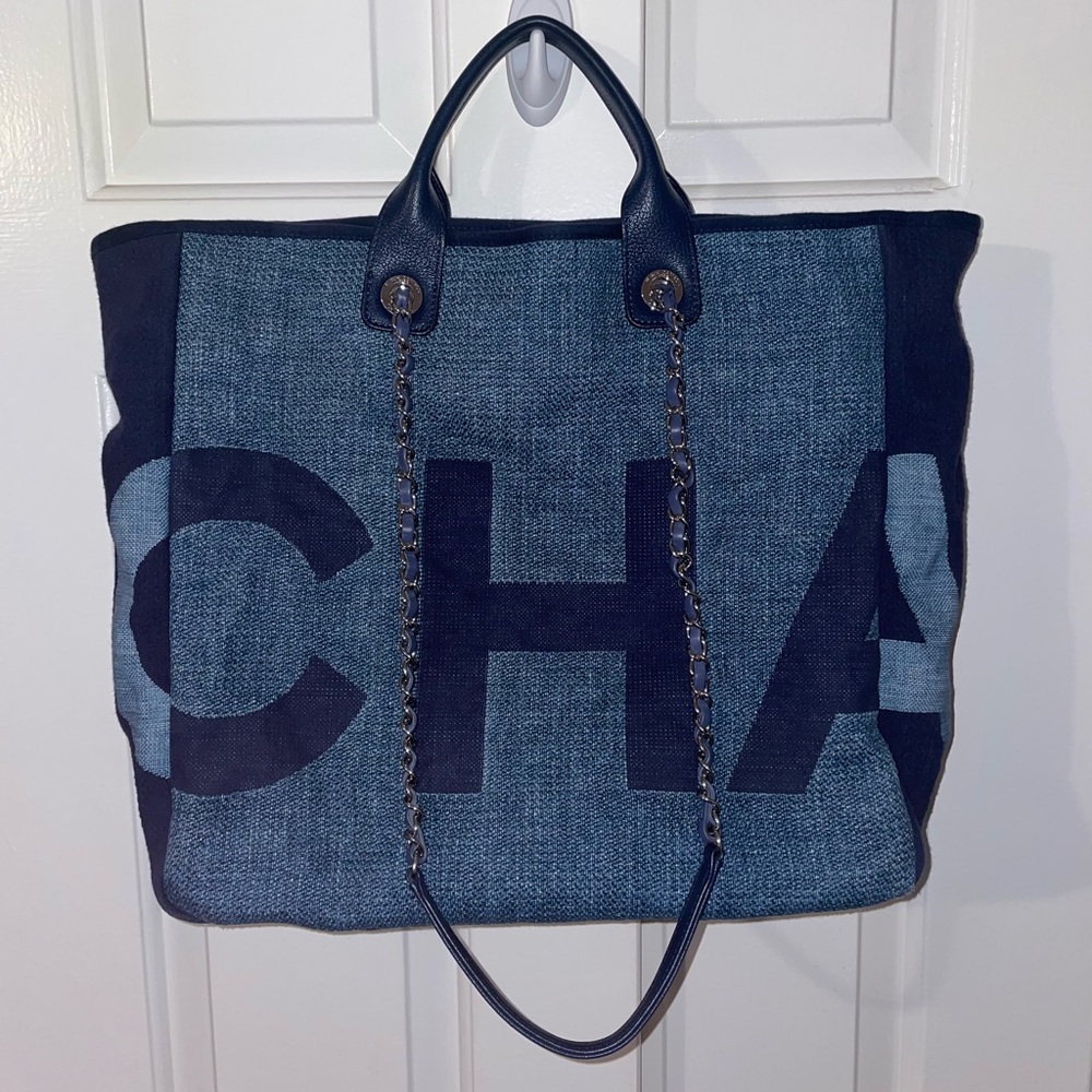 Chanel Deauville Shopping Tote Two Way Denim Navy Blue 2018